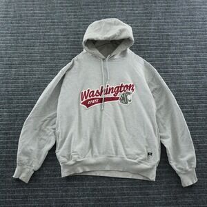 Russell Athletic Hoodie Mens‎ L Gray Washington State WSU Pro Cotton Distressed